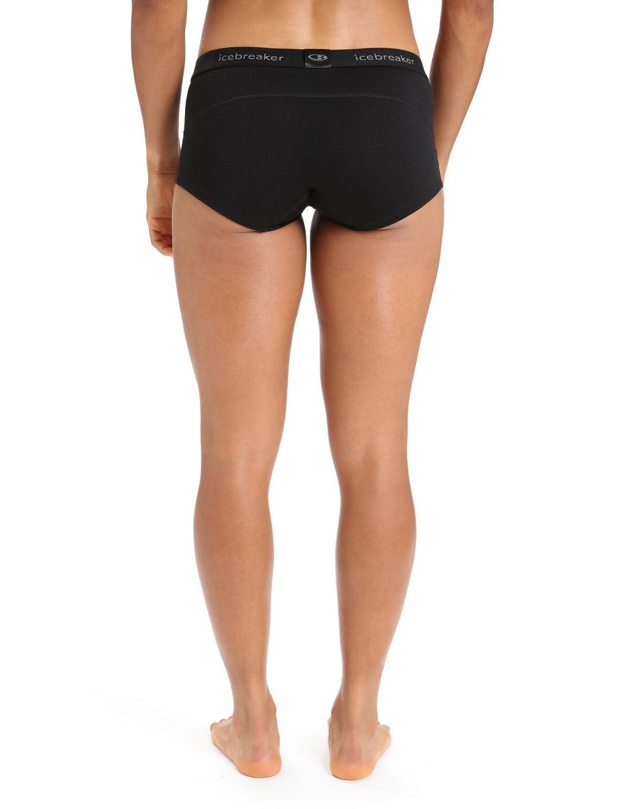 Women's Icebreaker Merino 200 Oasis Thermal Boy Shorts Underwear Black | CA 1262WNBY